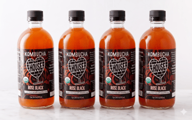 Organic Rose Black Kombucha 4-Pack