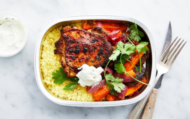 Moroccan Chicken with Couscous & Yogurt Sauce