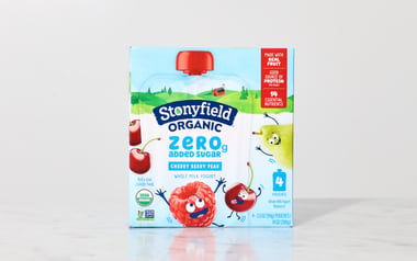 Organic Kids Zero Grams Added Sugar Cherry Berry Pear Yogurt Pouches
